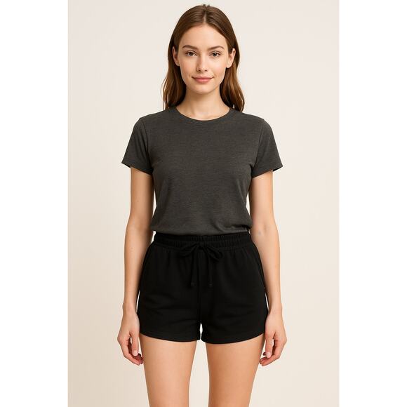 Minimalist Black Drawstring Lounge Shorts Shein Size Small Soft Stretch - Picture 1 of 5